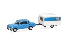 Herpa 028585-002 - H0 - Wartburg 353 Campinganhänger - blau